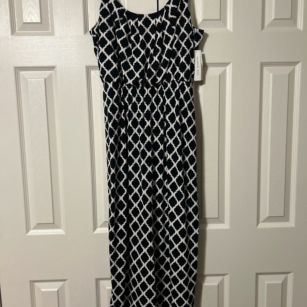 Robbie Bee Black and White Geometric Dress Sz Med